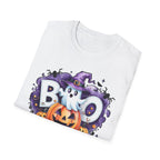 Halloween Ghost & Pumpkin T-Shirt, Unisex Tee for Halloween Parties, Festive Fall Apparel, Boo Graphic Shirt, Spooky Season Clothing