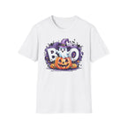 Halloween Ghost & Pumpkin T-Shirt, Unisex Tee for Halloween Parties, Festive Fall Apparel, Boo Graphic Shirt, Spooky Season Clothing