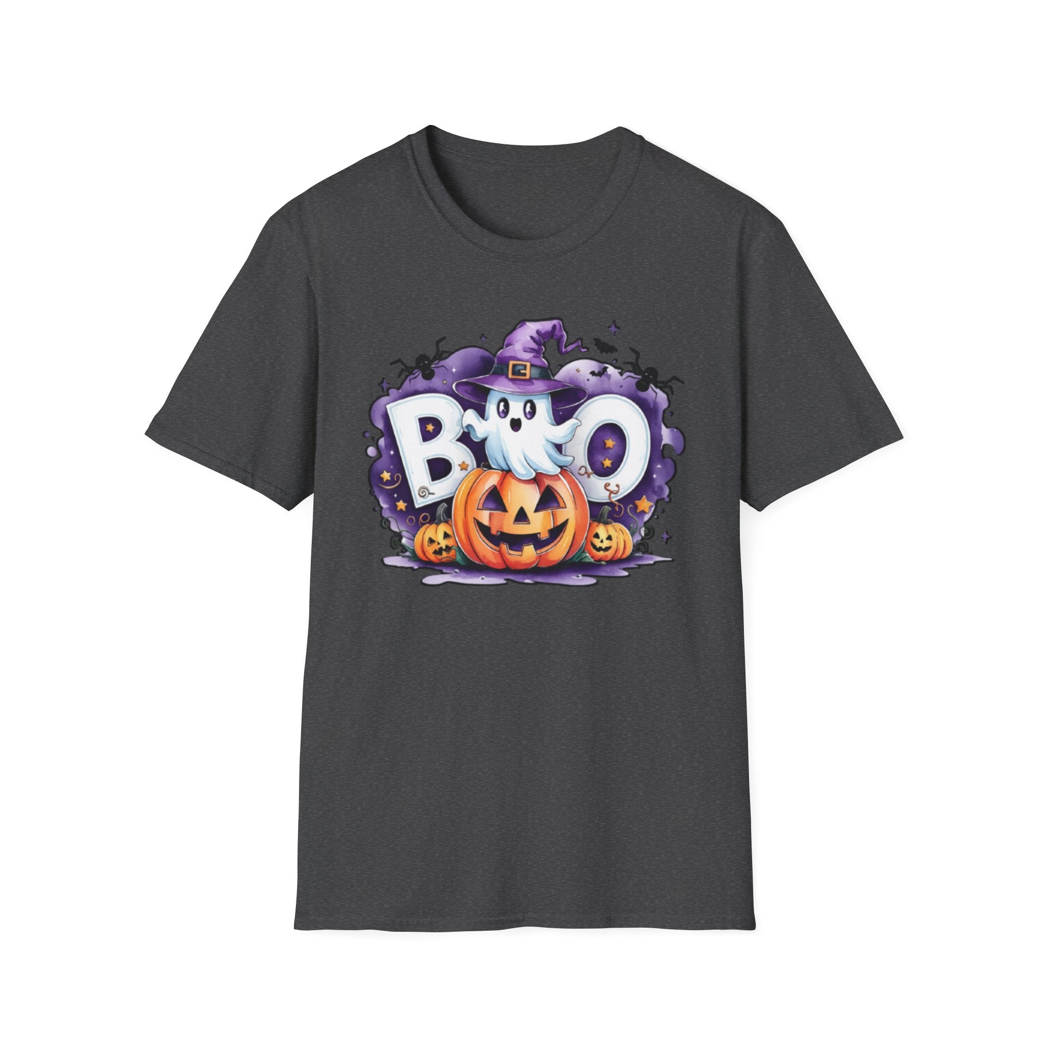 Halloween Ghost & Pumpkin T-Shirt, Unisex Tee for Halloween Parties, Festive Fall Apparel, Boo Graphic Shirt, Spooky Season Clothing
