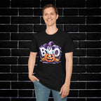 Halloween Ghost & Pumpkin T-Shirt, Unisex Tee for Halloween Parties, Festive Fall Apparel, Boo Graphic Shirt, Spooky Season Clothing