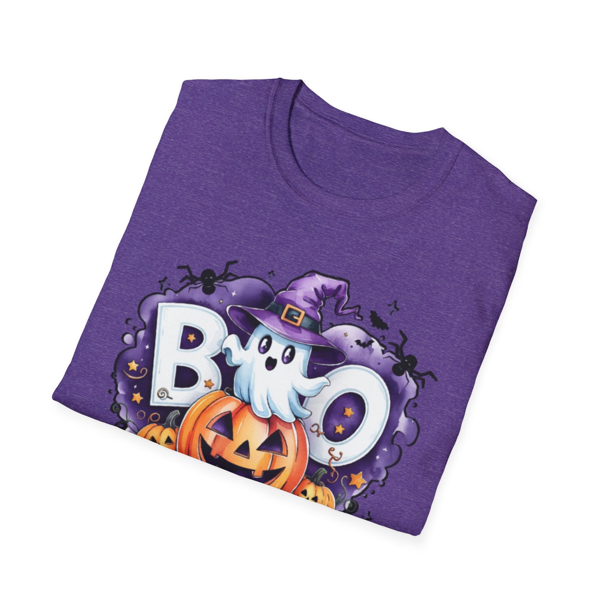 Halloween Ghost & Pumpkin T-Shirt, Unisex Tee for Halloween Parties, Festive Fall Apparel, Boo Graphic Shirt, Spooky Season Clothing