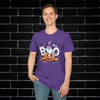 Halloween Ghost & Pumpkin T-Shirt, Unisex Tee for Halloween Parties, Festive Fall Apparel, Boo Graphic Shirt, Spooky Season Clothing