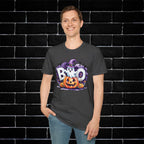 Halloween Ghost & Pumpkin T-Shirt, Unisex Tee for Halloween Parties, Festive Fall Apparel, Boo Graphic Shirt, Spooky Season Clothing