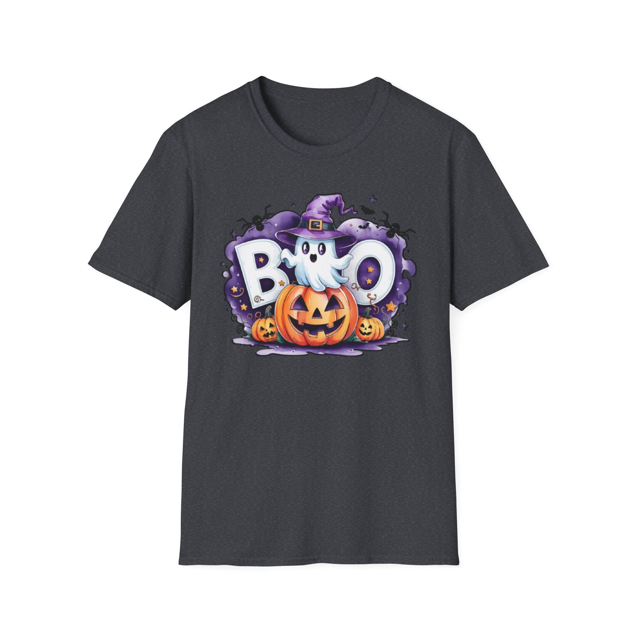 Halloween Ghost & Pumpkin T-Shirt, Unisex Tee for Halloween Parties, Festive Fall Apparel, Boo Graphic Shirt, Spooky Season Clothing