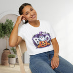 Halloween Ghost & Pumpkin T-Shirt, Unisex Tee for Halloween Parties, Festive Fall Apparel, Boo Graphic Shirt, Spooky Season Clothing