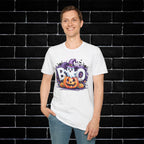 Halloween Ghost & Pumpkin T-Shirt, Unisex Tee for Halloween Parties, Festive Fall Apparel, Boo Graphic Shirt, Spooky Season Clothing