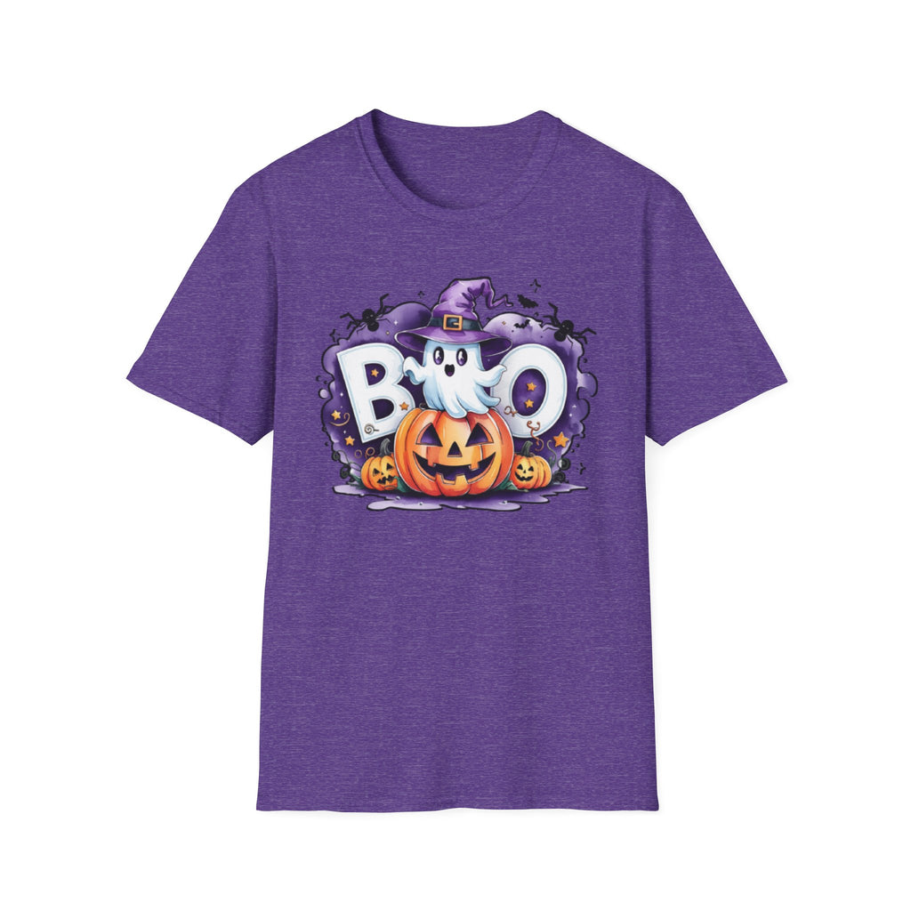 Halloween Ghost & Pumpkin T-Shirt, Unisex Tee for Halloween Parties, Festive Fall Apparel, Boo Graphic Shirt, Spooky Season Clothing
