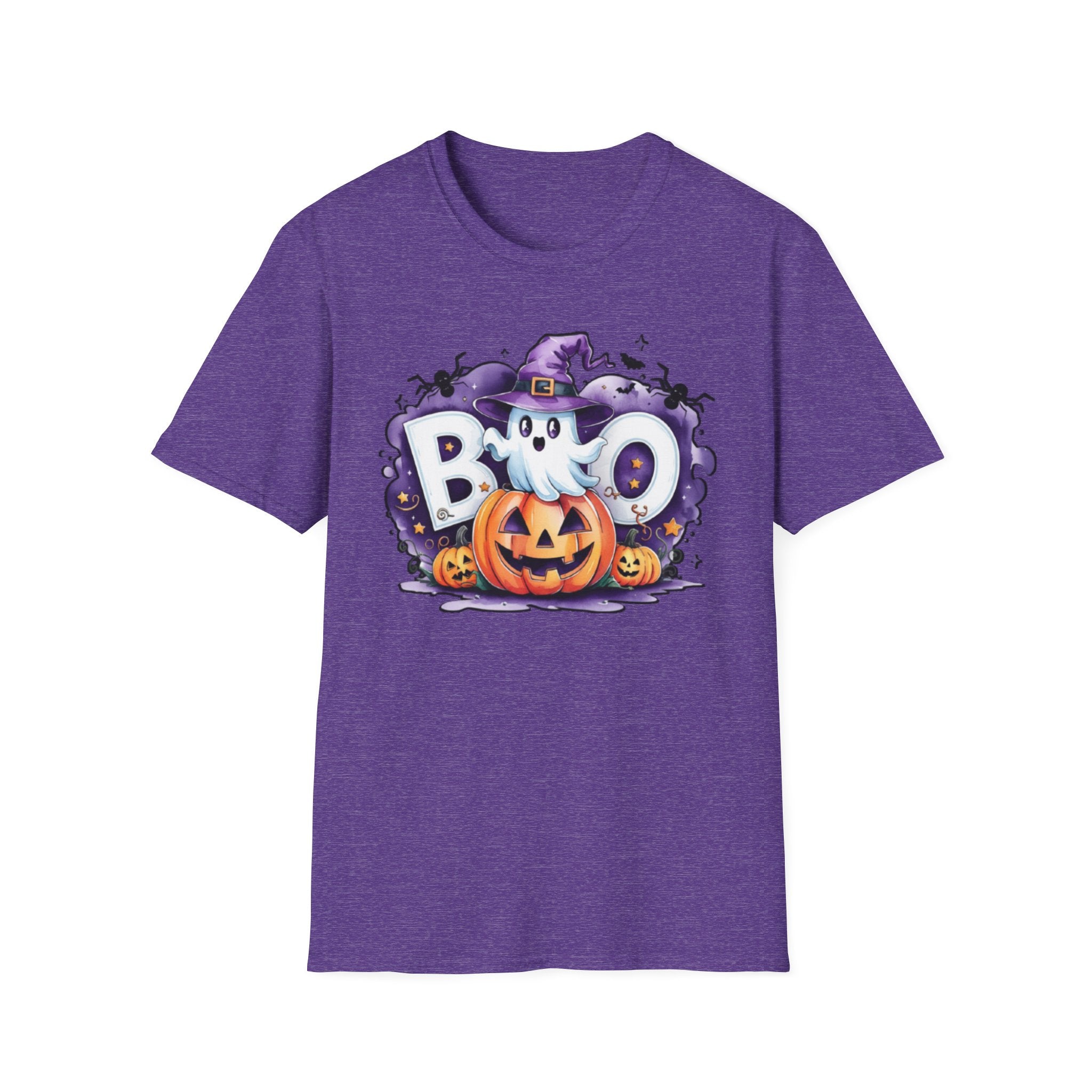 Halloween Ghost & Pumpkin T-Shirt, Unisex Tee for Halloween Parties, Festive Fall Apparel, Boo Graphic Shirt, Spooky Season Clothing